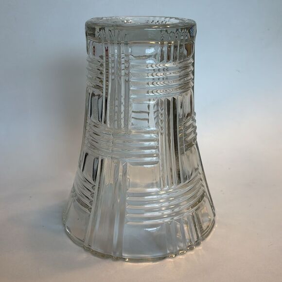 Vintage Anchor Hocking Clear Basket Weave Glass Vase Prismatic Criss Cross - Picture 4 of 8